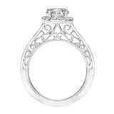 Artcarved Bridal Mounted with CZ Center Vintage Heritage Engagement Ring Indra 14K White Gold