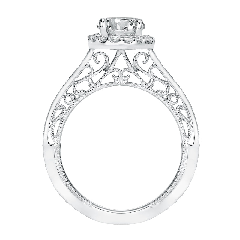 Artcarved Bridal Mounted with CZ Center Vintage Heritage Engagement Ring Indra 14K White Gold
