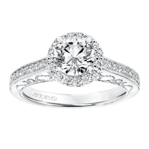 Artcarved Bridal Mounted with CZ Center Vintage Heritage Engagement Ring Indra 14K White Gold