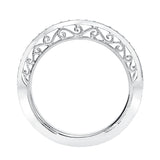 Artcarved Bridal Mounted with Side Stones Vintage Filigree Diamond Wedding Band Ramona 14K White Gold