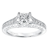 Artcarved Bridal Semi-Mounted with Side Stones Vintage Filigree Diamond Engagement Ring Savannah 14K White Gold