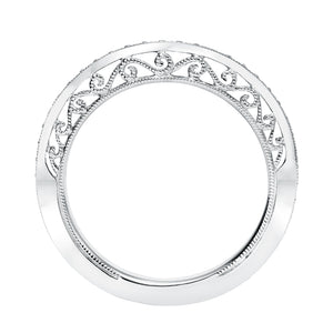 Artcarved Bridal Mounted with Side Stones Vintage Filigree Diamond Wedding Band Savannah 14K White Gold