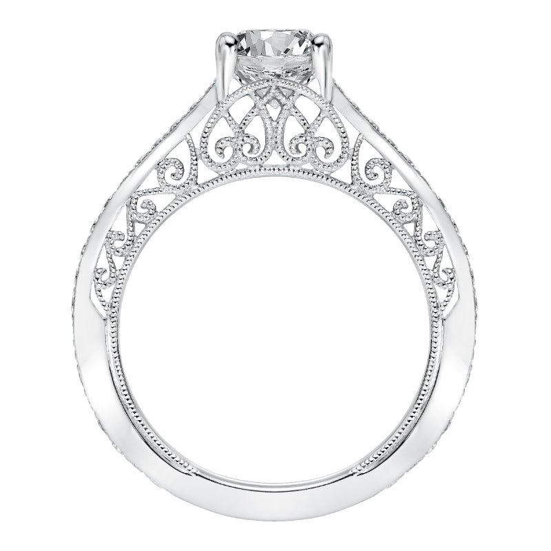 Artcarved Bridal Mounted with CZ Center Vintage Heritage Engagement Ring Audriana 14K White Gold