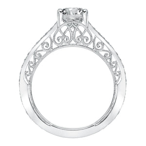 Artcarved Bridal Mounted with CZ Center Vintage Heritage Engagement Ring Audriana 14K White Gold