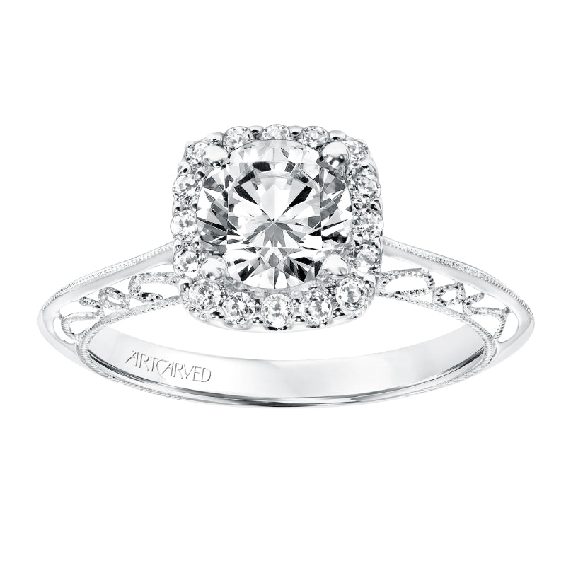 Artcarved Bridal Mounted with CZ Center Vintage Heritage Engagement Ring Audriana 14K White Gold