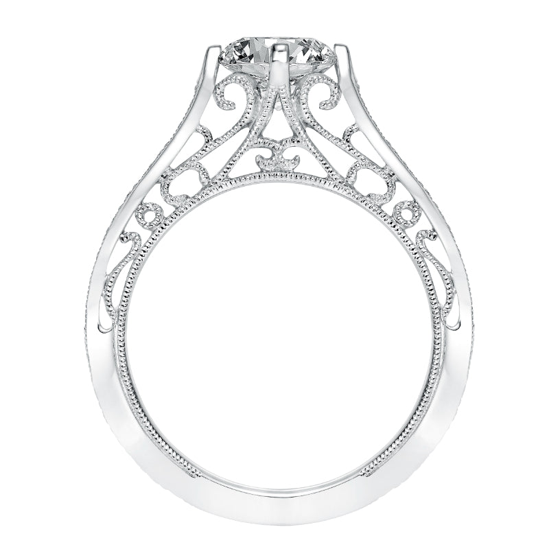 Artcarved Bridal Mounted with CZ Center Vintage Heritage Engagement Ring Juliana 14K White Gold