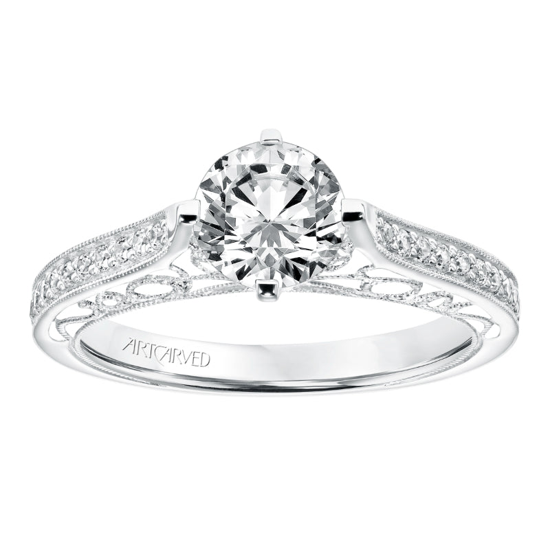 Artcarved Bridal Mounted with CZ Center Vintage Heritage Engagement Ring Juliana 14K White Gold