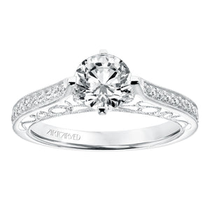 Artcarved Bridal Mounted with CZ Center Vintage Heritage Engagement Ring Juliana 14K White Gold