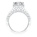 Artcarved Bridal Mounted with CZ Center Vintage Filigree Halo Engagement Ring Isador 14K White Gold