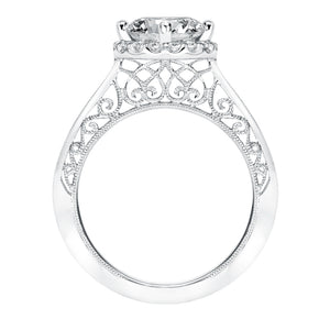 Artcarved Bridal Mounted with CZ Center Vintage Filigree Halo Engagement Ring Isador 14K White Gold
