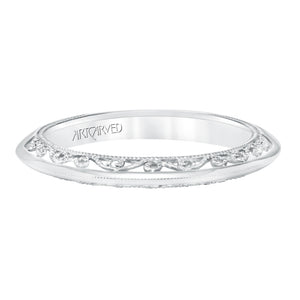 Artcarved Bridal Band No Stones Vintage Filigree Halo Wedding Band Isador 14K White Gold