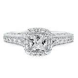 Artcarved Bridal Mounted with CZ Center Vintage Filigree Halo Engagement Ring Octavia 14K White Gold