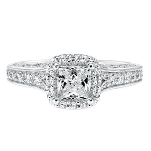Artcarved Bridal Mounted with CZ Center Vintage Filigree Halo Engagement Ring Octavia 14K White Gold