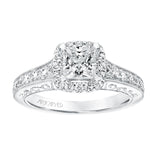 Artcarved Bridal Mounted with CZ Center Vintage Filigree Halo Engagement Ring Octavia 14K White Gold
