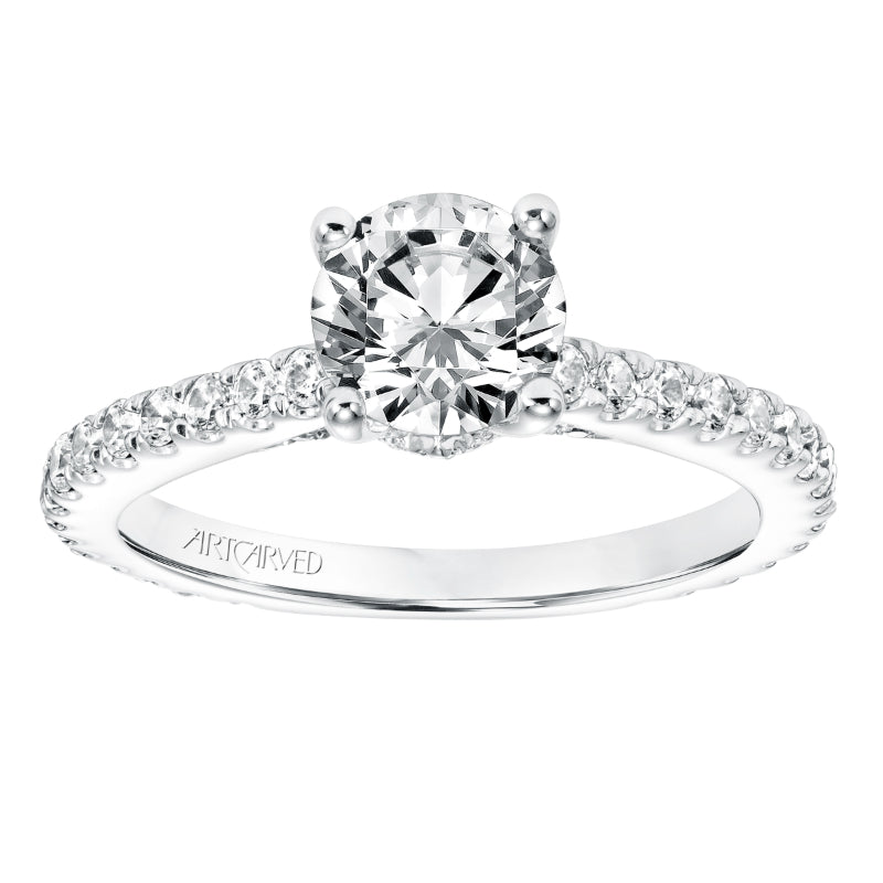 Artcarved Bridal Mounted with CZ Center Classic Diamond Engagement Ring Constance 14K White Gold