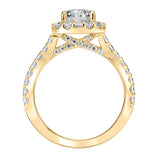 Artcarved Bridal Mounted with CZ Center Classic Halo Engagement Ring Lenore 14K Yellow Gold