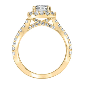 Artcarved Bridal Mounted with CZ Center Classic Halo Engagement Ring Lenore 14K Yellow Gold