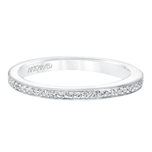 Artcarved Bridal Mounted with Side Stones Classic Diamond Wedding Band Zelda 14K White Gold