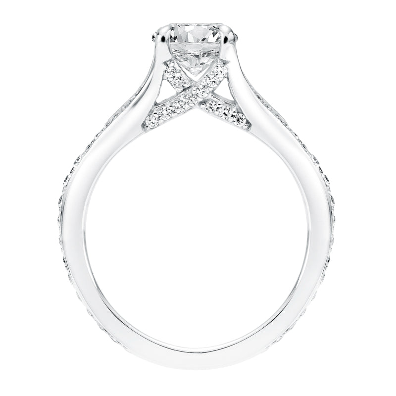 Artcarved Bridal Mounted with CZ Center Classic Diamond Engagement Ring Rosalind 14K White Gold