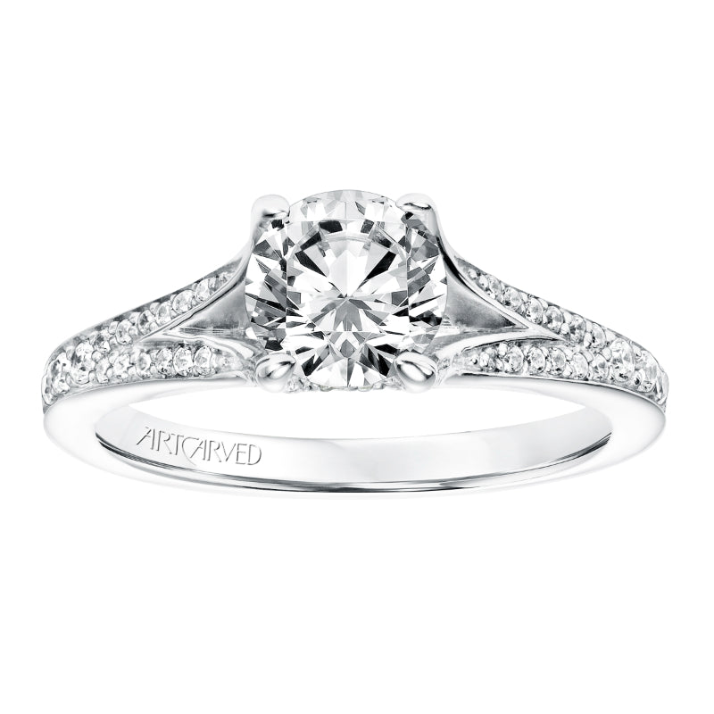 Artcarved Bridal Mounted with CZ Center Classic Diamond Engagement Ring Rosalind 14K White Gold