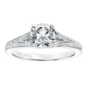 Artcarved Bridal Mounted with CZ Center Classic Diamond Engagement Ring Rosalind 14K White Gold