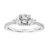 Artcarved Bridal Mounted with CZ Center Classic 3-Stone Engagement Ring Jill 14K White Gold