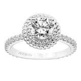 Artcarved Bridal Mounted with CZ Center Contemporary Rope Halo Engagement Ring Kaydence 14K White Gold