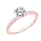 Artcarved Bridal Mounted with CZ Center Contemporary Rope Engagement Ring Wren 14K Rose Gold