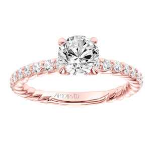 Artcarved Bridal Mounted with CZ Center Contemporary Rope Engagement Ring Wren 14K Rose Gold