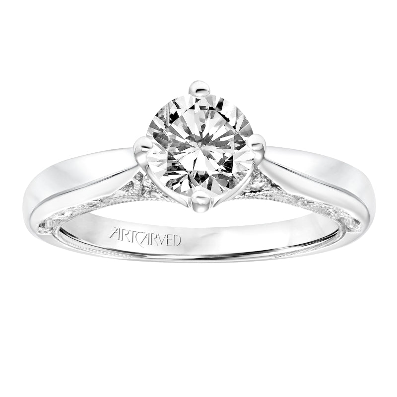 Artcarved Bridal Mounted with CZ Center Vintage Heritage Engagement Ring Gayla 14K White Gold