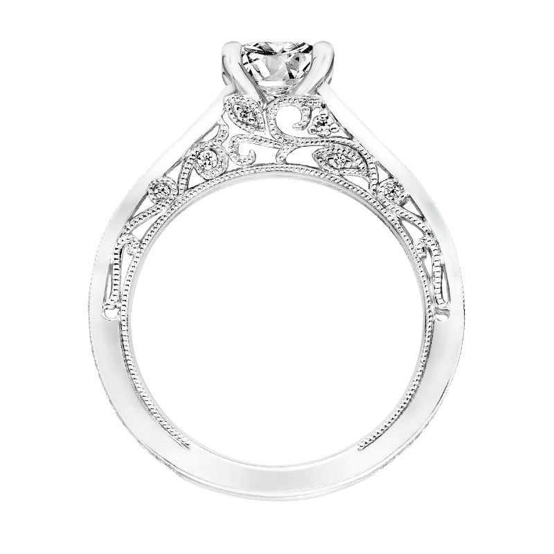 Artcarved Bridal Mounted with CZ Center Vintage Heritage Engagement Ring Blanche 14K White Gold
