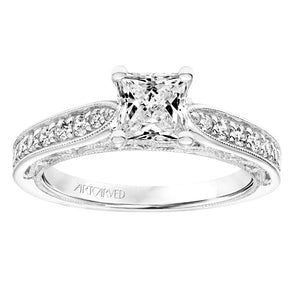 Artcarved Bridal Mounted with CZ Center Vintage Heritage Engagement Ring Blanche 14K White Gold