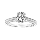 Artcarved Bridal Mounted with CZ Center Vintage Filigree Diamond Engagement Ring Marie 14K White Gold