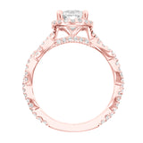 Artcarved Bridal Mounted with CZ Center Contemporary Twist Halo Engagement Ring Gianna 14K Rose Gold