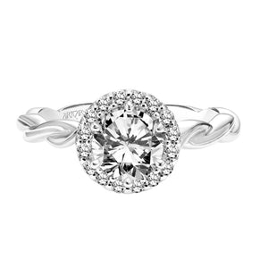 Artcarved Bridal Mounted with CZ Center Contemporary Twist Halo Engagement Ring Logan 14K White Gold