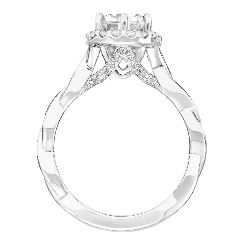 Artcarved Bridal Mounted with CZ Center Contemporary Twist Halo Engagement Ring Logan 14K White Gold
