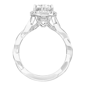 Artcarved Bridal Mounted with CZ Center Contemporary Twist Halo Engagement Ring Logan 14K White Gold