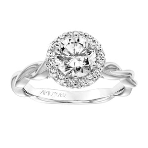 Artcarved Bridal Mounted with CZ Center Contemporary Twist Halo Engagement Ring Logan 14K White Gold