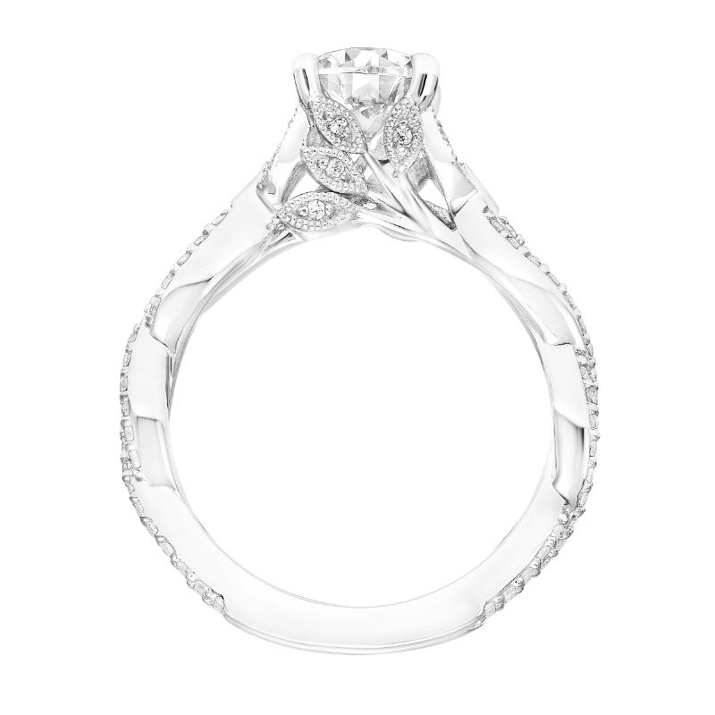 Artcarved Bridal Mounted with CZ Center Contemporary Floral Engagement Ring Freesia 14K White Gold