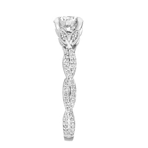 Artcarved Bridal Mounted with CZ Center Contemporary Floral Engagement Ring Freesia 14K White Gold
