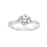 Artcarved Bridal Mounted with CZ Center Contemporary Floral Twist Engagement Ring Tulip 14K White Gold
