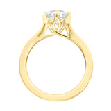 Artcarved Bridal Mounted with CZ Center Contemporary Floral Solitaire Engagement Ring Buttercup 14K Yellow Gold