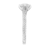 Artcarved Bridal Mounted with CZ Center Contemporary Floral Diamond Engagement Ring Delphinia 14K White Gold