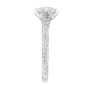 Artcarved Bridal Mounted with CZ Center Contemporary Floral Diamond Engagement Ring Delphinia 14K White Gold