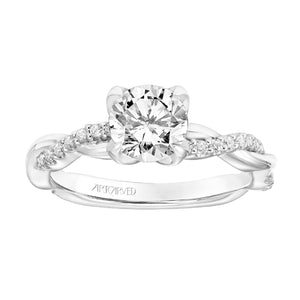 Artcarved Bridal Mounted with CZ Center Contemporary Floral Engagement Ring Daffodil 14K White Gold