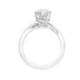 Artcarved Bridal Mounted with CZ Center Contemporary Floral Solitaire Engagement Ring Lilac 18K White Gold