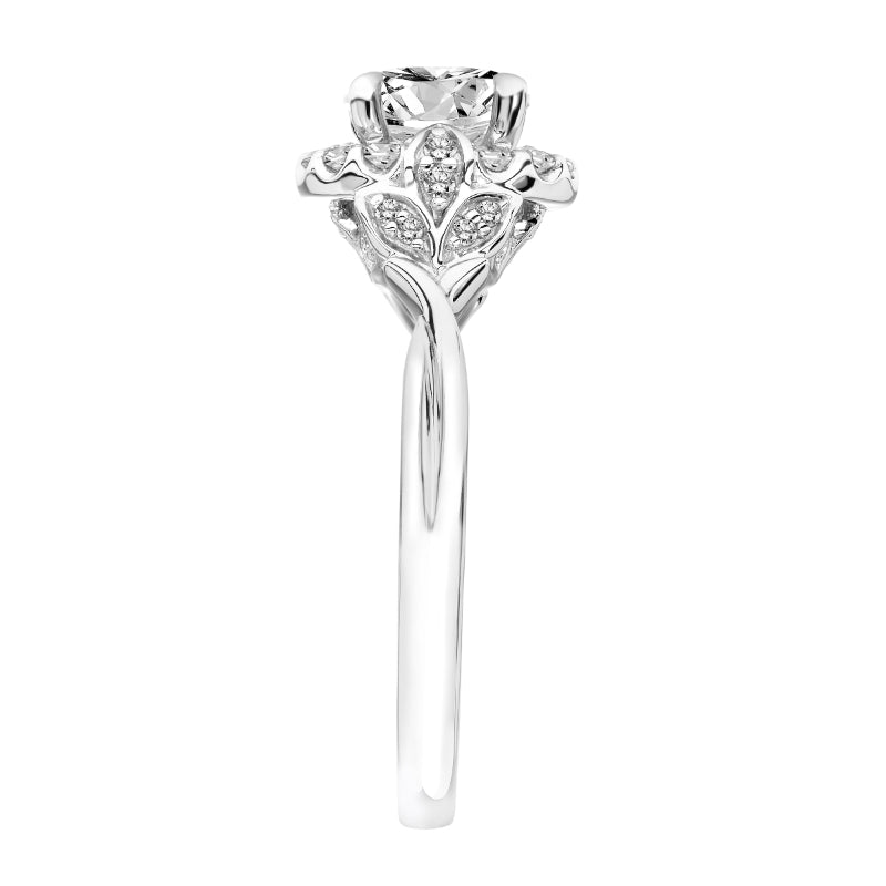 Artcarved Bridal Mounted with CZ Center Contemporary Floral Halo Engagement Ring Dalia 14K White Gold