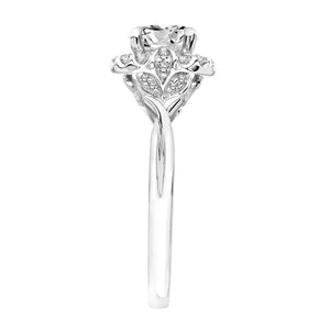Artcarved Bridal Mounted with CZ Center Contemporary Floral Halo Engagement Ring Dalia 14K White Gold