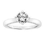 Artcarved Bridal Mounted with CZ Center Vintage Filigree Solitaire Engagement Ring Elsie 14K White Gold