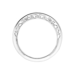 Artcarved Bridal Mounted with Side Stones Vintage Filigree Halo Diamond Wedding Band Astrid 18K White Gold